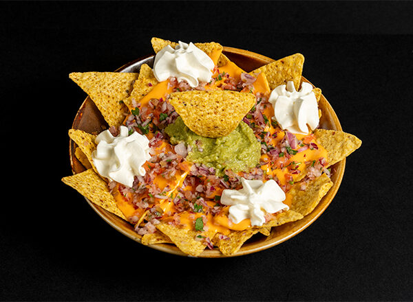 Nachos with guacamole and pico de gallo